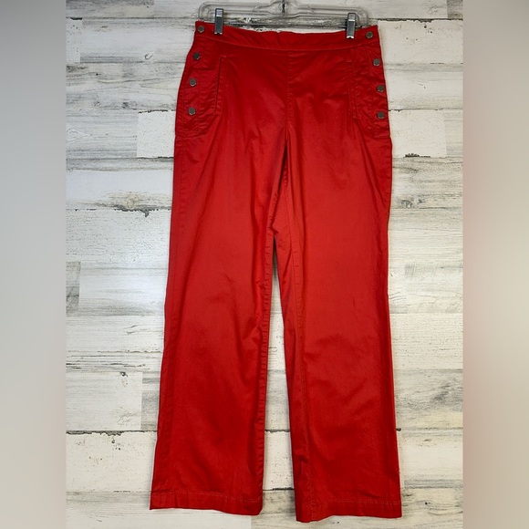 Massimo Dutti Women’s Size 6 Coral Sailor Button Trouser Pants - Picture 2 of 9